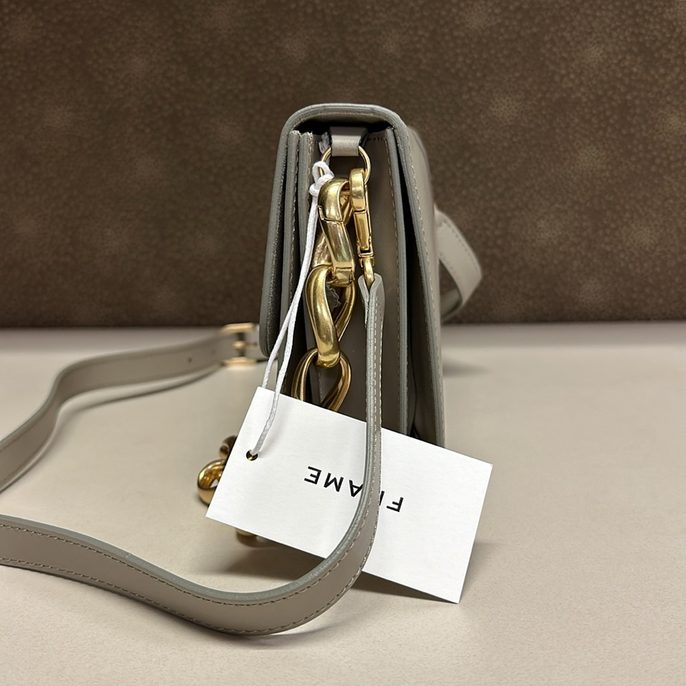 🔥🔥🔥NEW Frame Le Signature Mini Gray Leather Chain Crossbody Bag - Picture 14 of 15